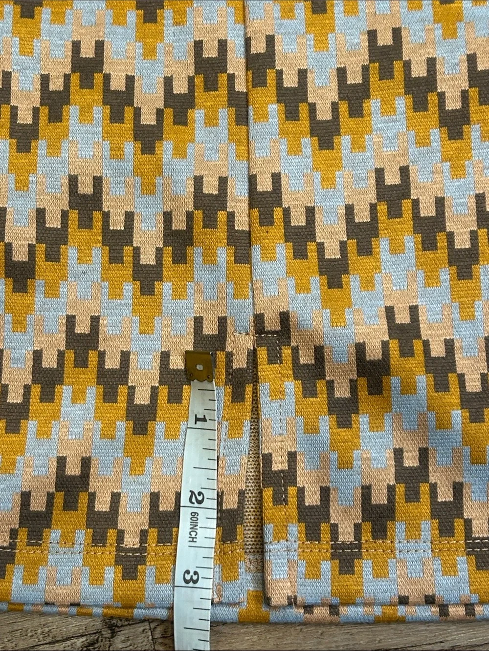 Belle Du Jour Yellow Brown Geometric Knit Mini Skirt
